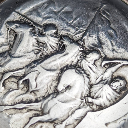 Around 1925 Vintage Longines pocket watch horse engraving hunter case on silver side works well